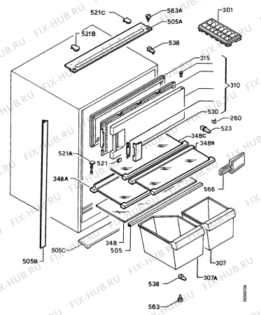 Взрыв-схема холодильника Alno AKE8314IW - Схема узла Refrigerator housing